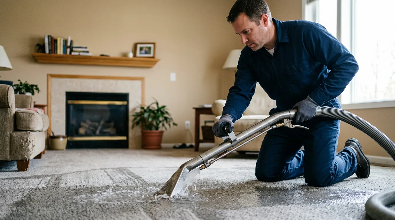 Water damage restoration technician working near Sesser, IL